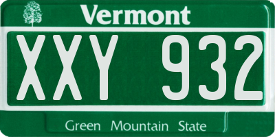 VT license plate XXY932