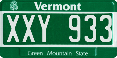 VT license plate XXY933