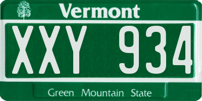 VT license plate XXY934
