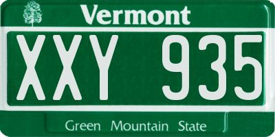 VT license plate XXY935
