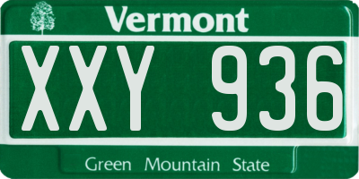 VT license plate XXY936