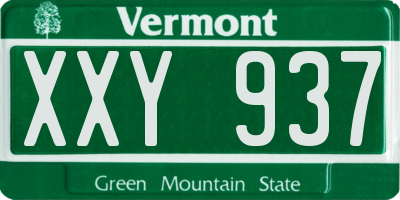 VT license plate XXY937