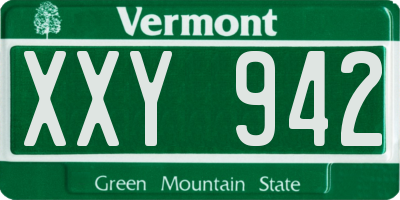 VT license plate XXY942
