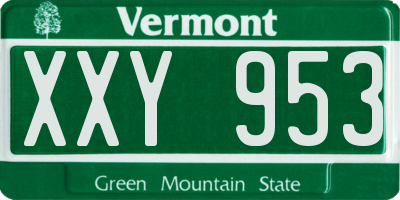 VT license plate XXY953