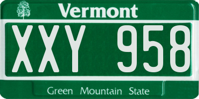 VT license plate XXY958