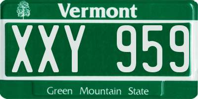 VT license plate XXY959