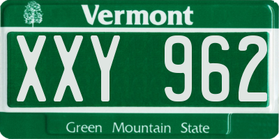 VT license plate XXY962