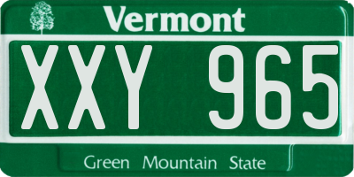 VT license plate XXY965