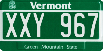 VT license plate XXY967