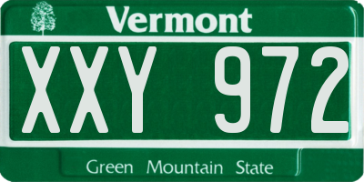 VT license plate XXY972