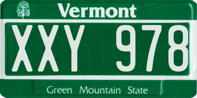 VT license plate XXY978