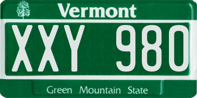 VT license plate XXY980