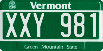 VT license plate XXY981