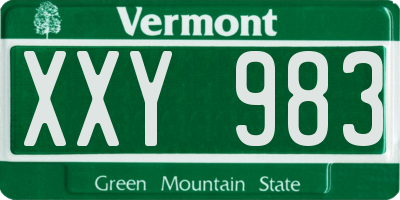 VT license plate XXY983