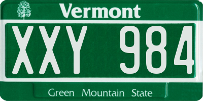 VT license plate XXY984