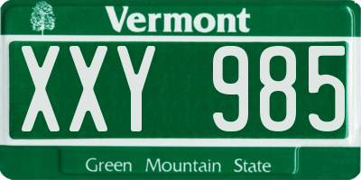 VT license plate XXY985
