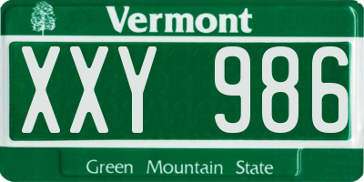 VT license plate XXY986
