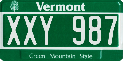 VT license plate XXY987