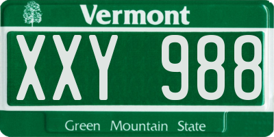 VT license plate XXY988