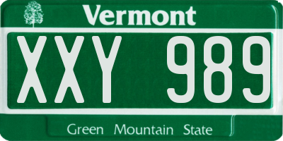 VT license plate XXY989