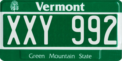VT license plate XXY992