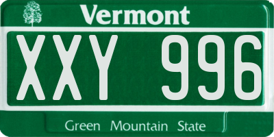 VT license plate XXY996