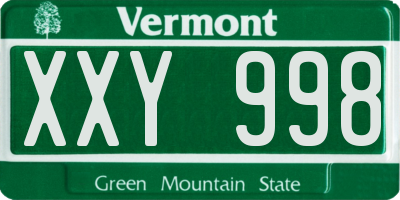 VT license plate XXY998