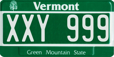 VT license plate XXY999
