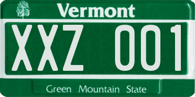 VT license plate XXZ001