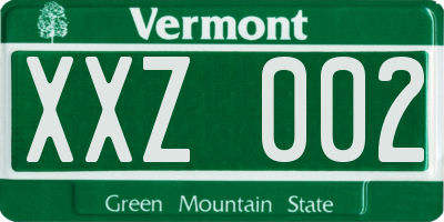 VT license plate XXZ002