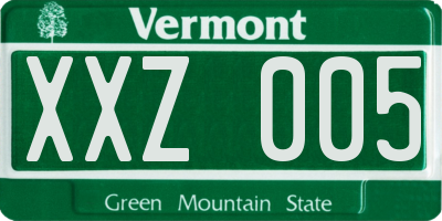 VT license plate XXZ005