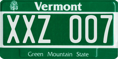 VT license plate XXZ007