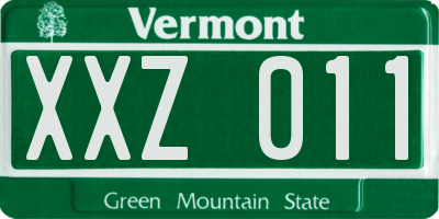 VT license plate XXZ011