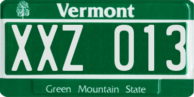 VT license plate XXZ013