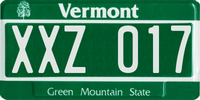 VT license plate XXZ017