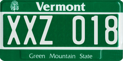 VT license plate XXZ018