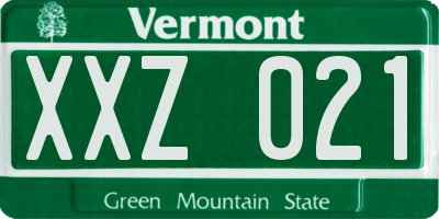 VT license plate XXZ021