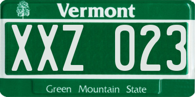 VT license plate XXZ023