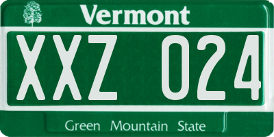 VT license plate XXZ024