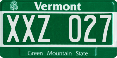 VT license plate XXZ027