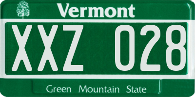 VT license plate XXZ028