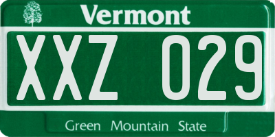 VT license plate XXZ029