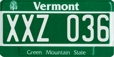 VT license plate XXZ036
