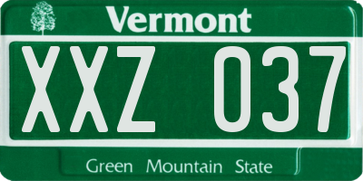 VT license plate XXZ037