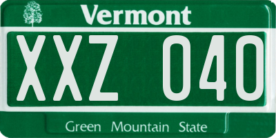 VT license plate XXZ040