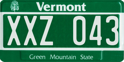 VT license plate XXZ043