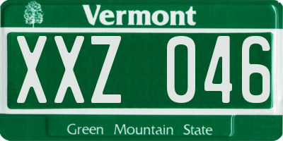 VT license plate XXZ046