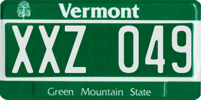 VT license plate XXZ049