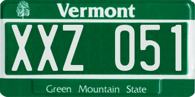 VT license plate XXZ051