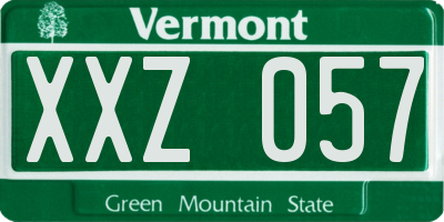 VT license plate XXZ057